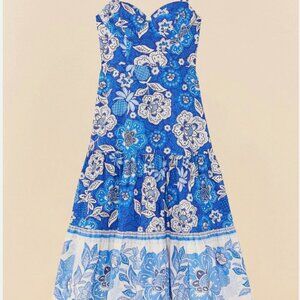 Farm Rio Full Flowers Organic Cotton Midi Dress